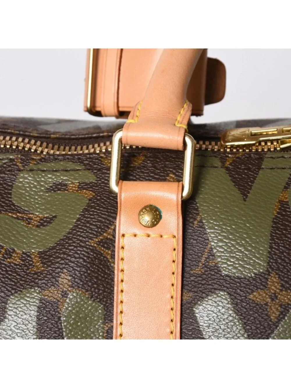 Louis Vuitton Monogram Graffiti Keepall 50 Brown Khaki Gold